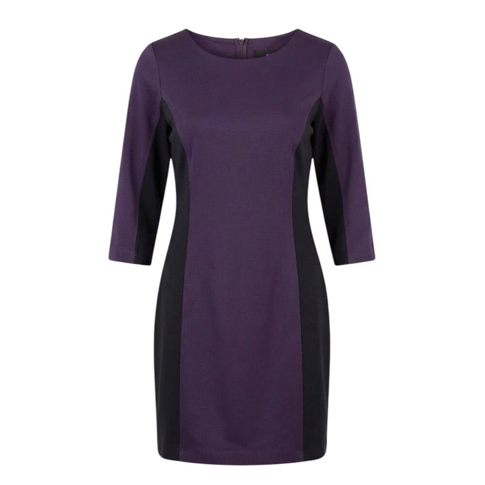 Daisy Fuentes Purple and Black Ponte Sheath Dress  L